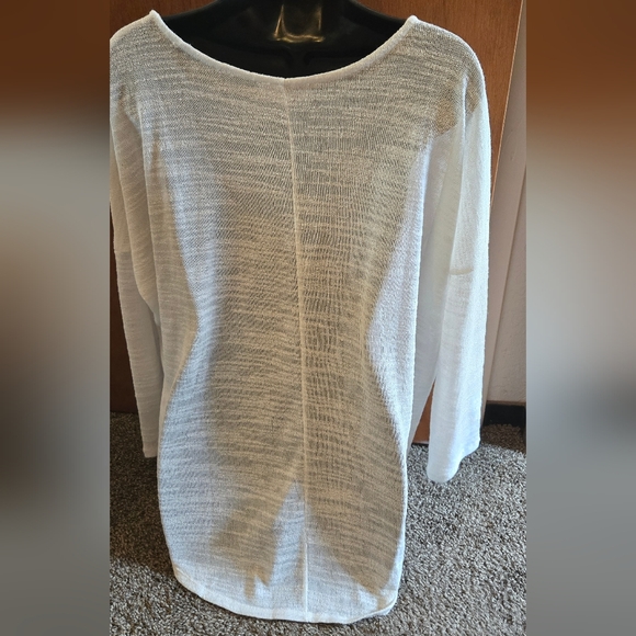Olive & Oak White Sheer Long Sleeve Tunic/top SzL - Picture 6 of 8